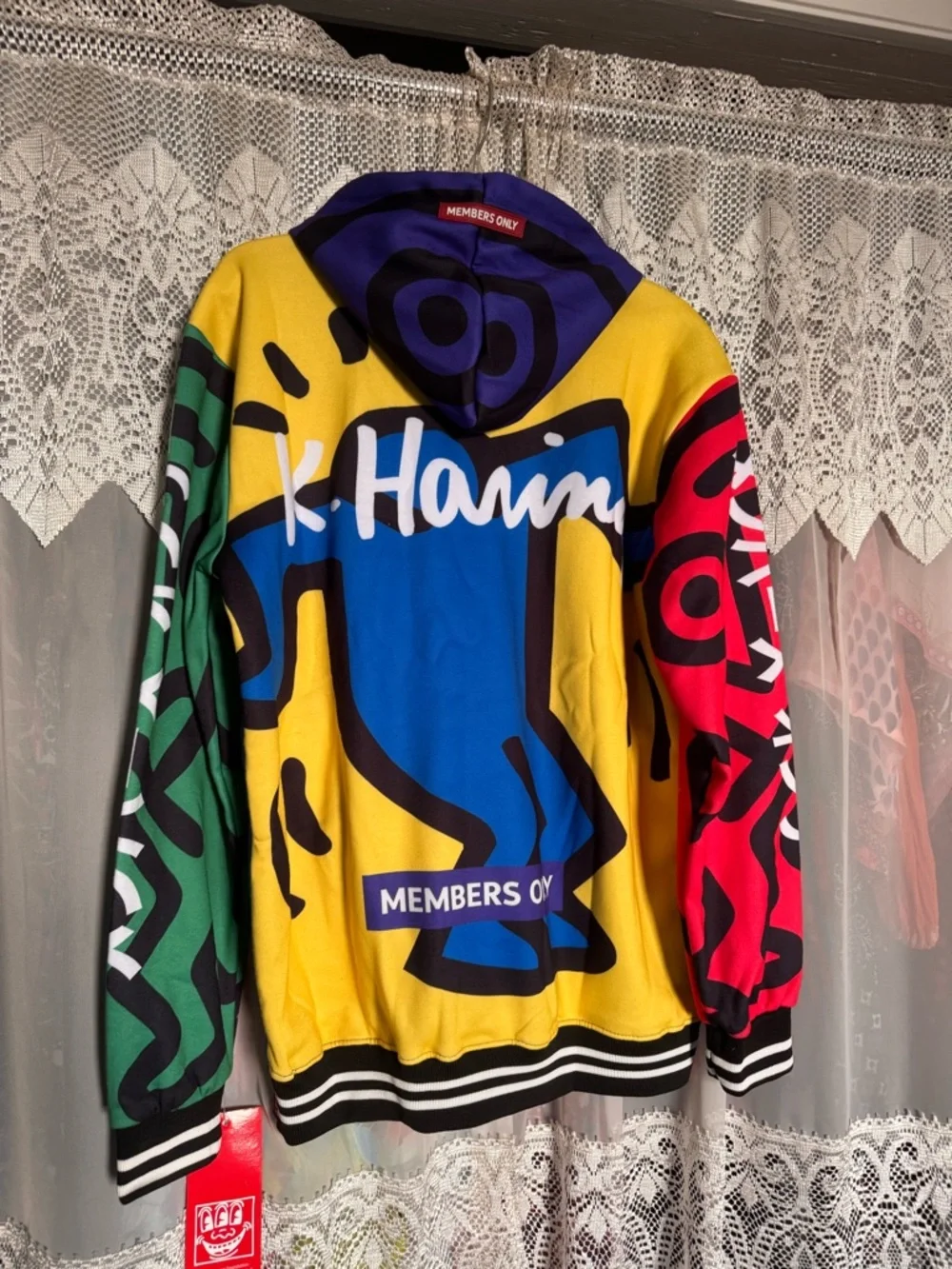 Keith Haring/Members Only Multicolor Graphic Pullover Hoodie with HeartMotif NWT - Picture 2 of 11